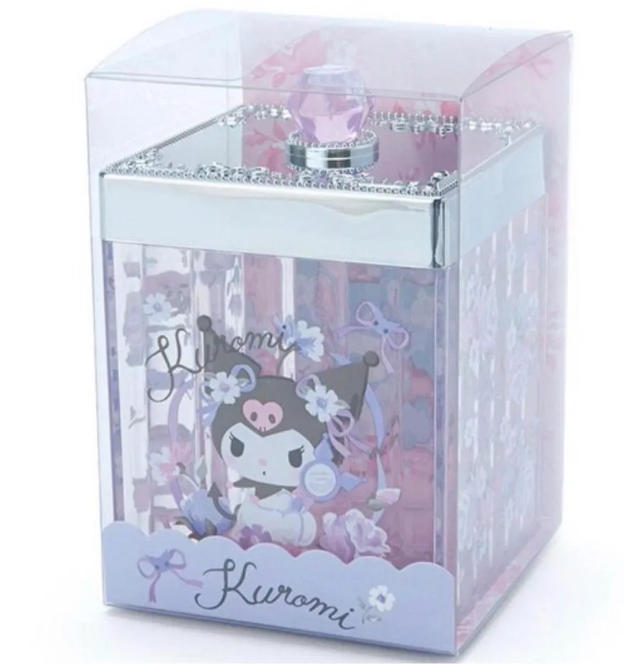 Kuromi Cosmetic Case Organizer Box Cotton Box Desk Organizer Japan Sanrio
