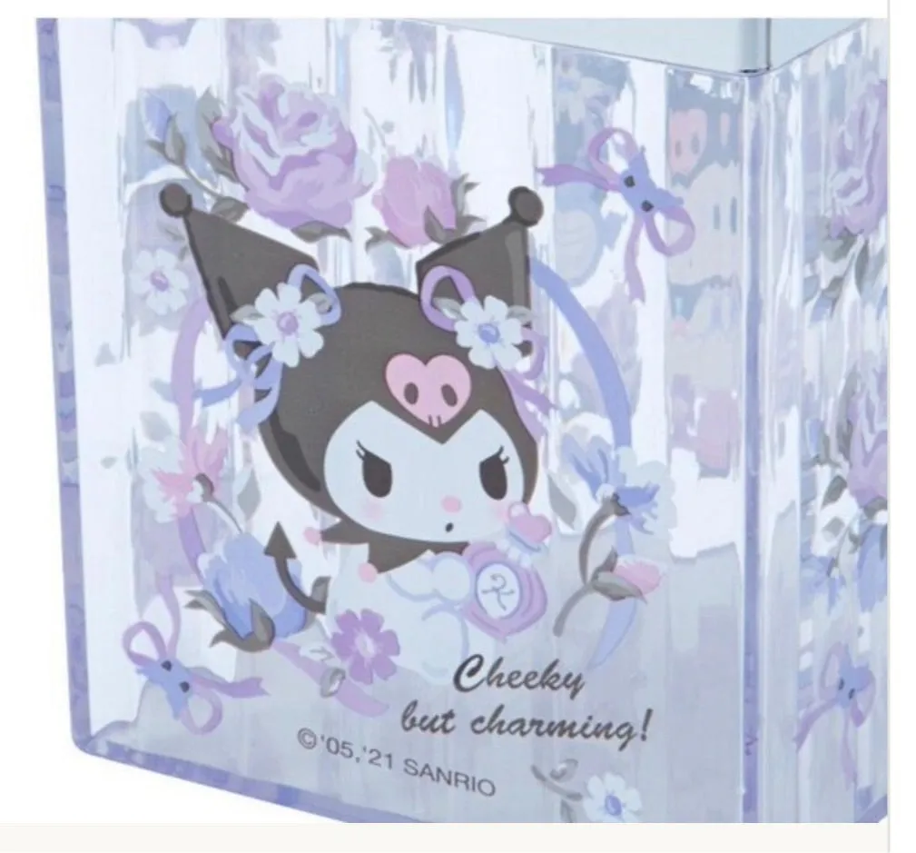 Kuromi Cosmetic Case Organizer Box Cotton Box Desk Organizer Japan Sanrio
