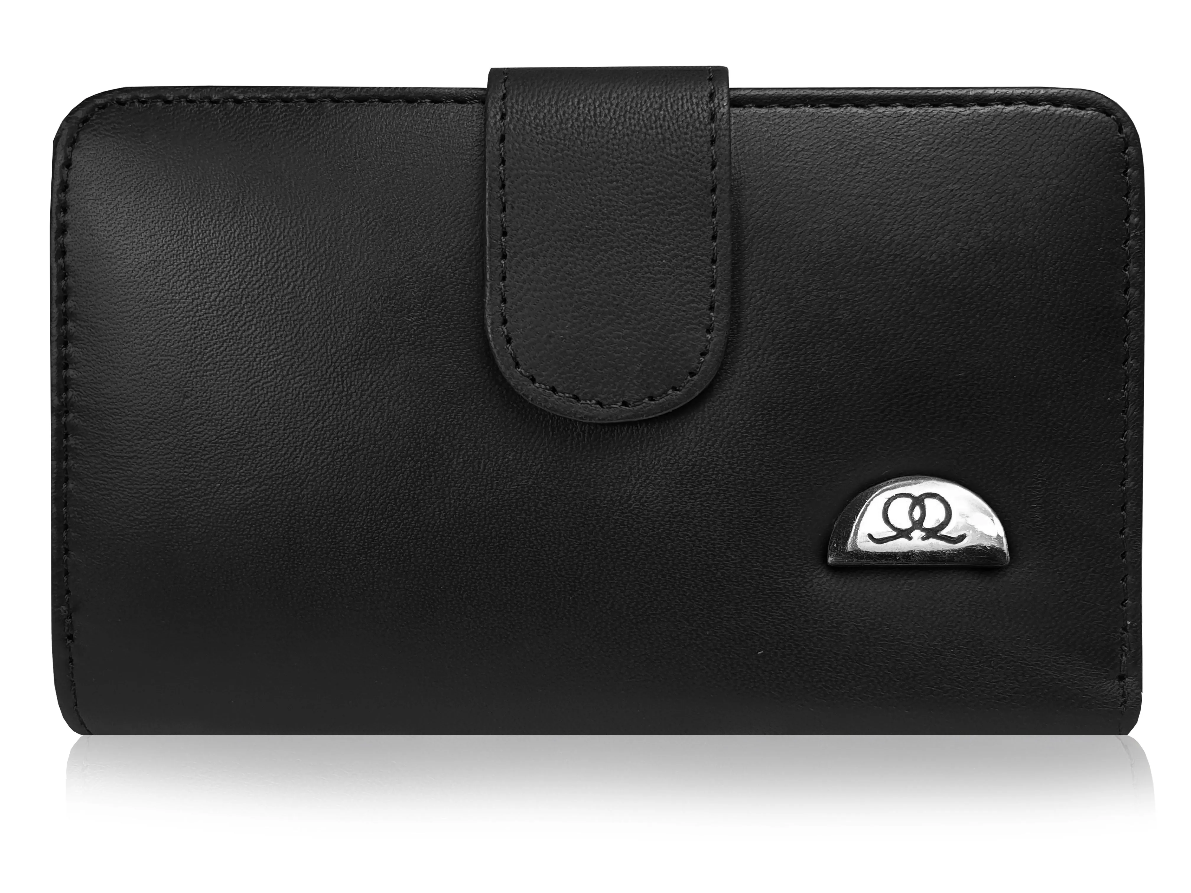 Ladies Designer Leather Purse, RFID Protected Card Slots, Coin Section