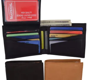Leather Men Bifold Wallet Removable ID Case Hidden Compartment 589 CF