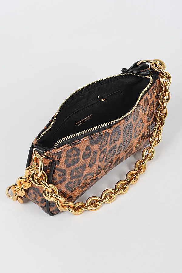 Leopard Clutch with Chain