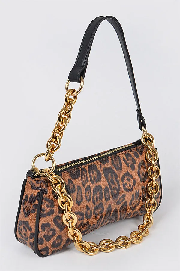 Leopard Clutch with Chain