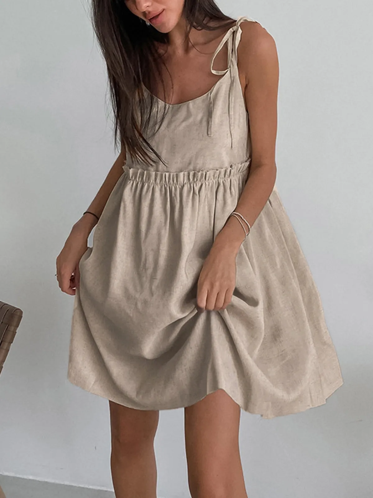Levanzo Tied Graceful Shoulder Short Dress