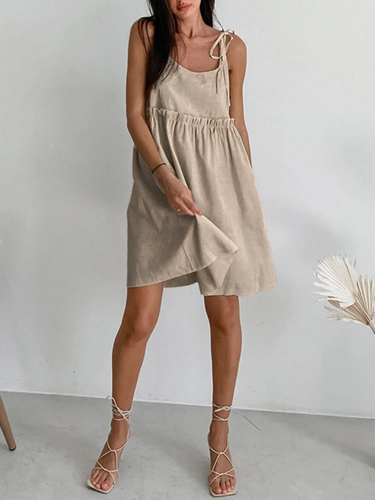 Levanzo Tied Graceful Shoulder Short Dress