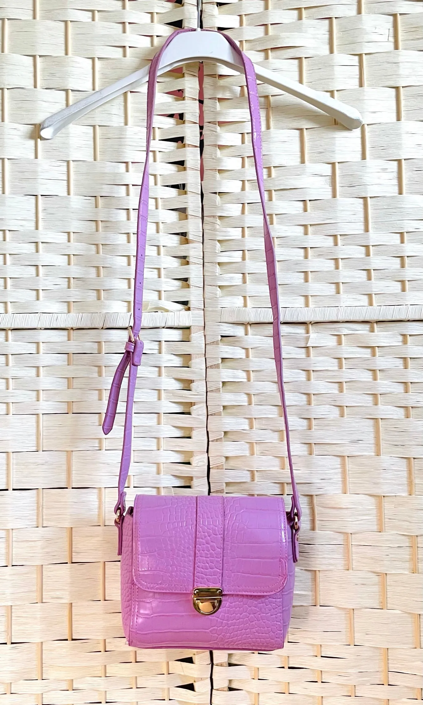 Lilac Purple Faux Croc Bag