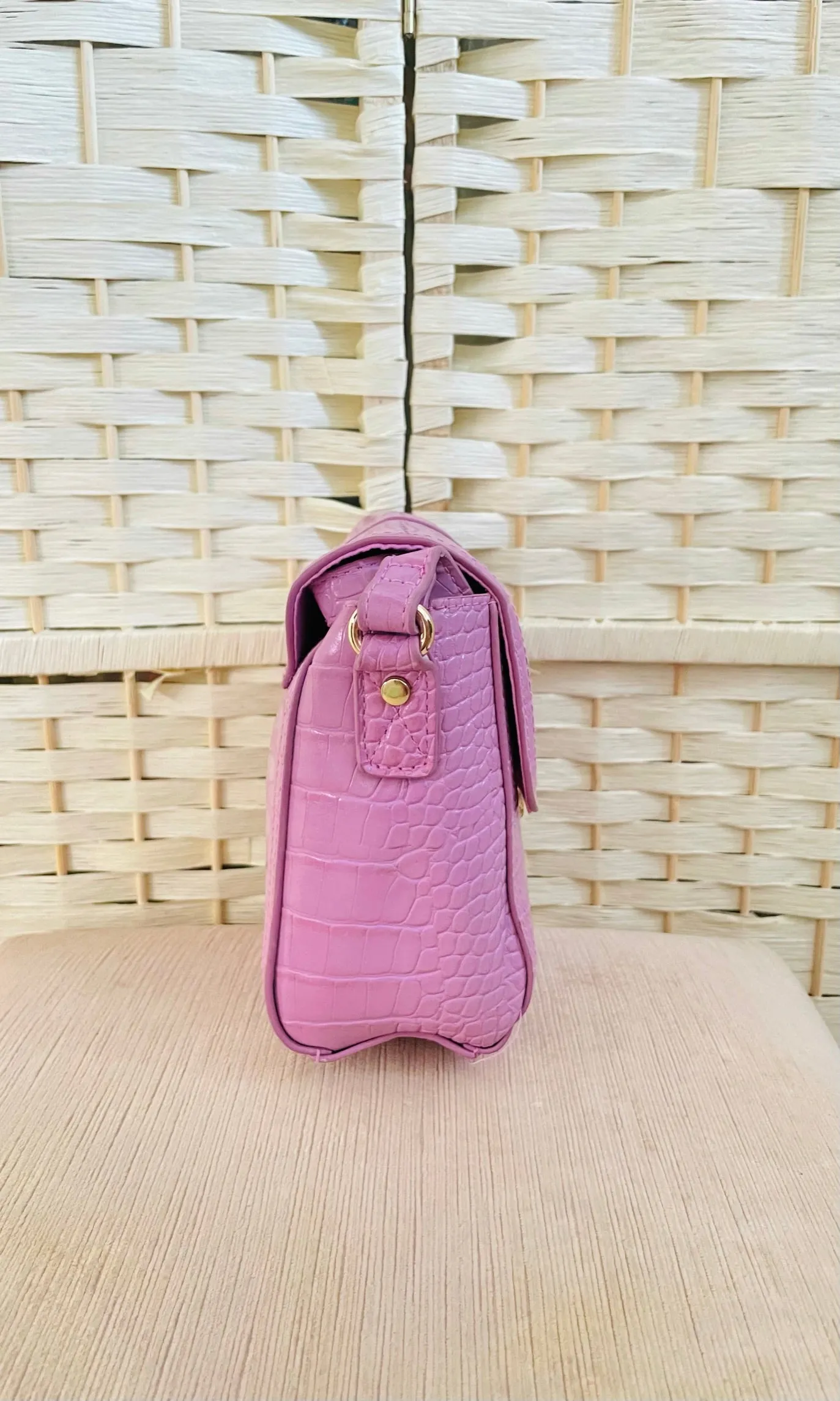 Lilac Purple Faux Croc Bag