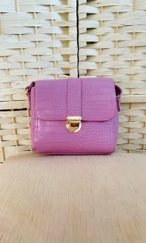 Lilac Purple Faux Croc Bag