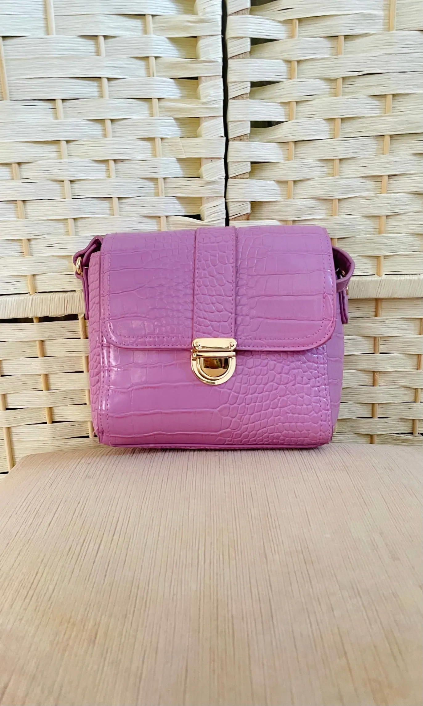 Lilac Purple Faux Croc Bag