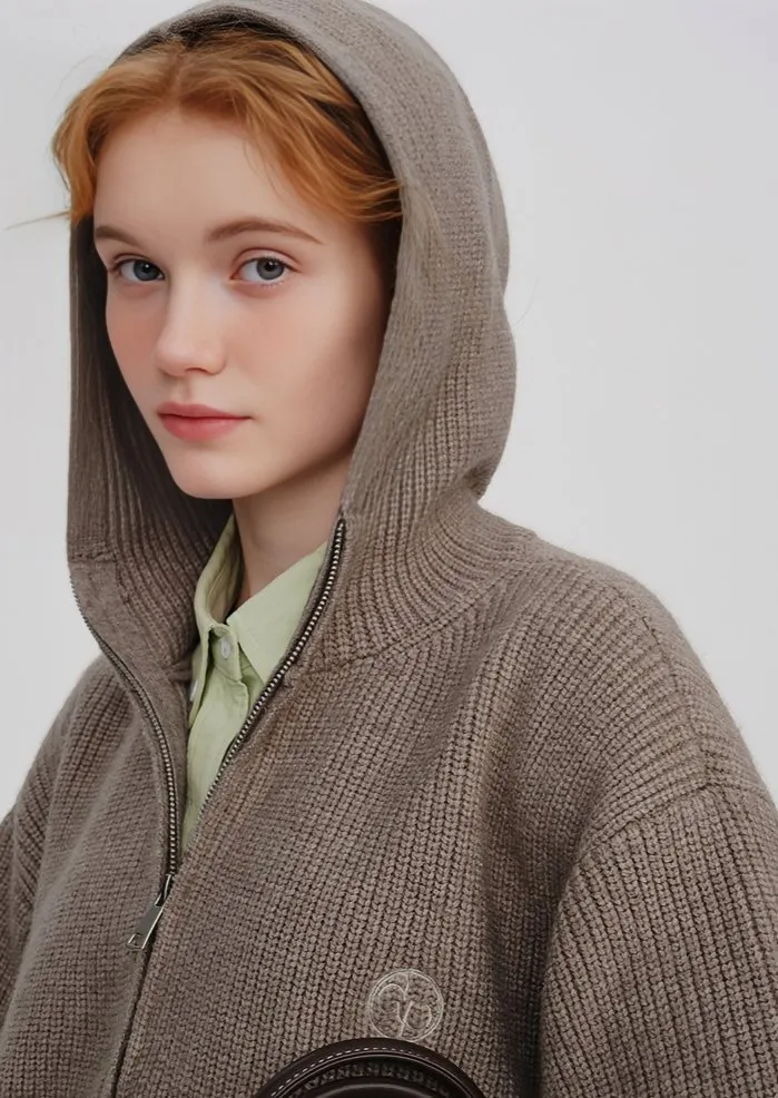 LOOSE HALF ZIP HOODIE KNIT