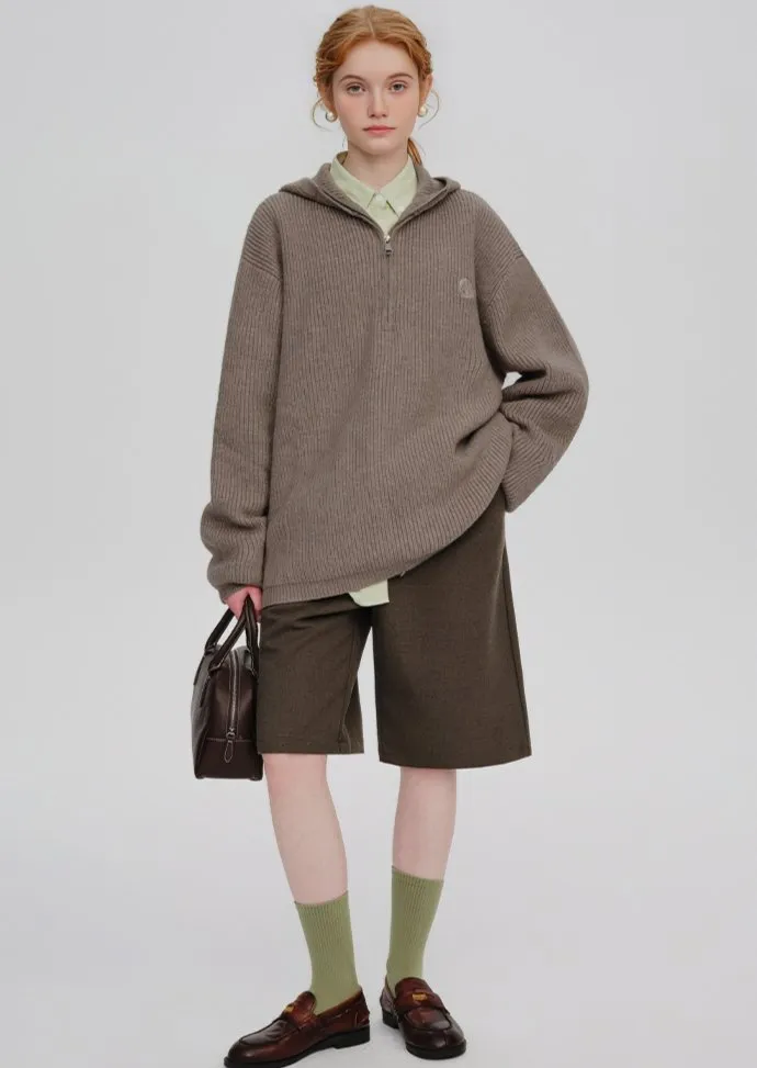 LOOSE HALF ZIP HOODIE KNIT