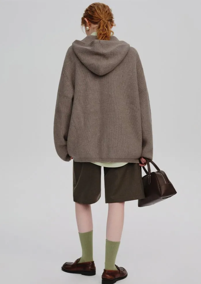 LOOSE HALF ZIP HOODIE KNIT