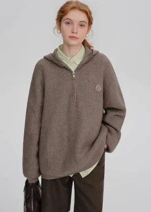 LOOSE HALF ZIP HOODIE KNIT