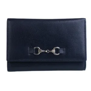 Mala Leather Black RFID Steed Tri Fold Purse