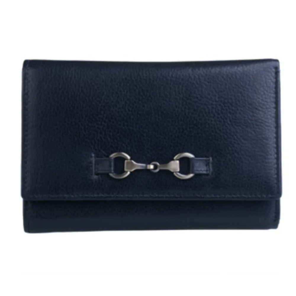Mala Leather Black RFID Steed Tri Fold Purse