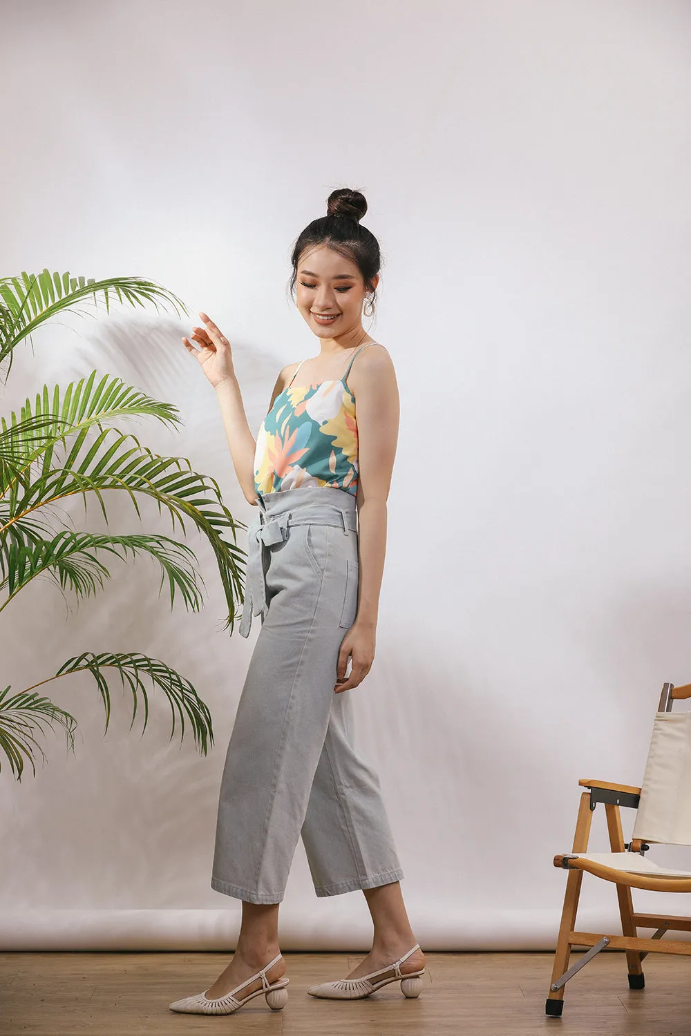 Mariella Play Cami Abstract Print Top in Sage (Reversible)