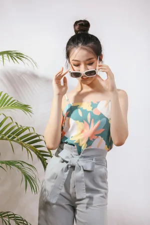 Mariella Play Cami Abstract Print Top in Sage (Reversible)