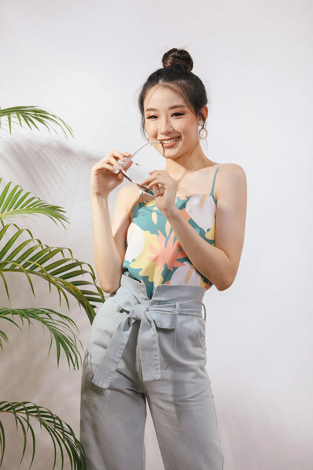 Mariella Play Cami Abstract Print Top in Sage (Reversible)
