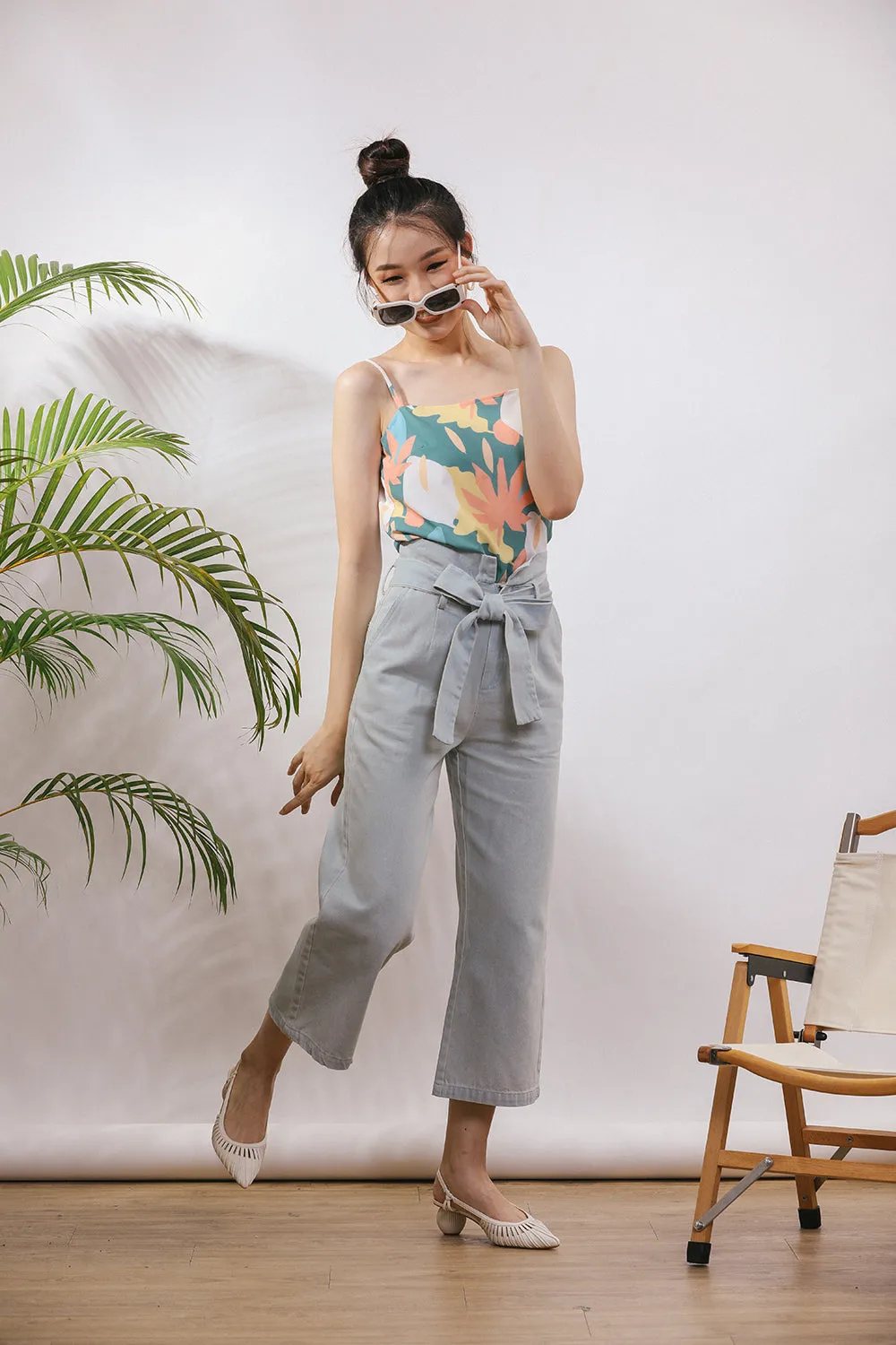 Mariella Play Cami Abstract Print Top in Sage (Reversible)