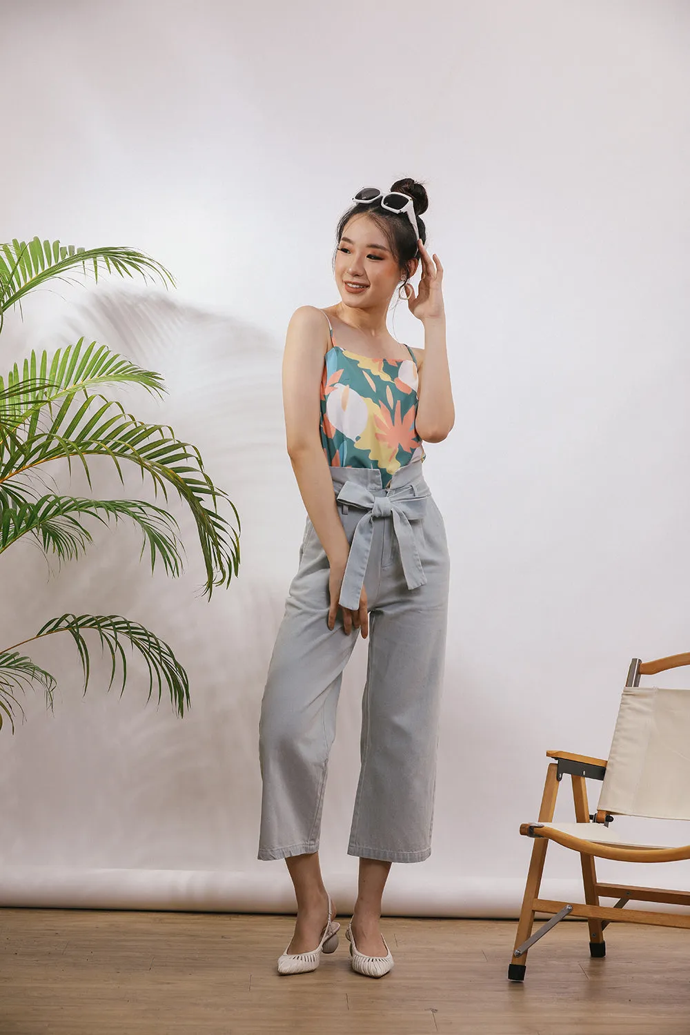 Mariella Play Cami Abstract Print Top in Sage (Reversible)