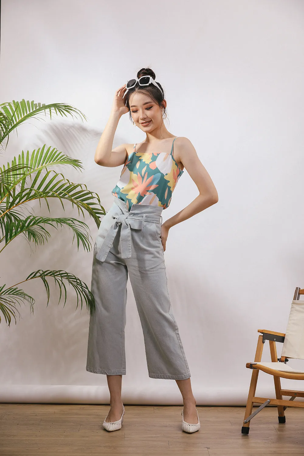 Mariella Play Cami Abstract Print Top in Sage (Reversible)