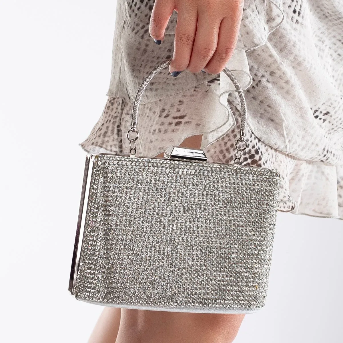 Marla - Silver Glitter Evening Clutch