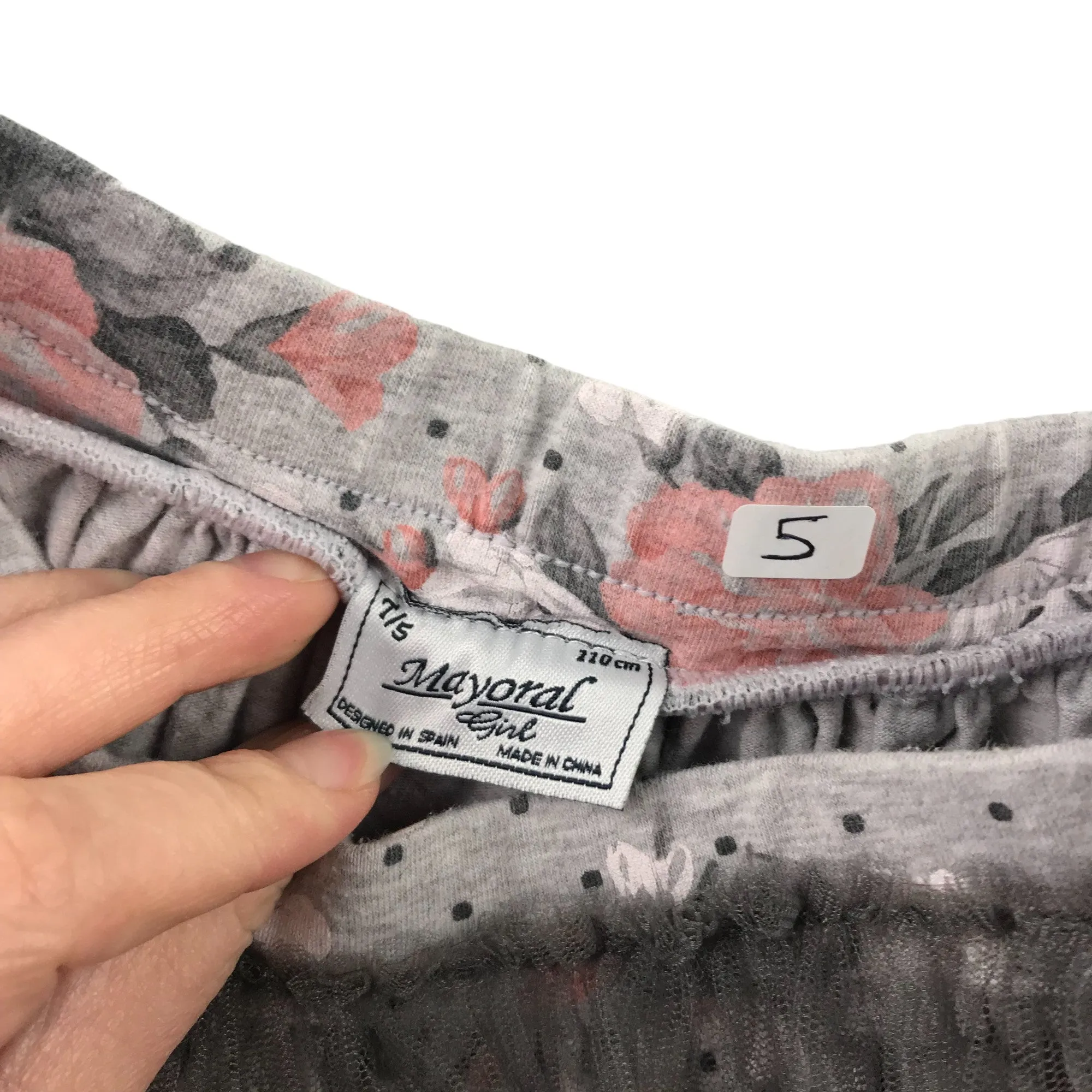 Mayoral Skirt Age 5 Grey Tulle Floral Print