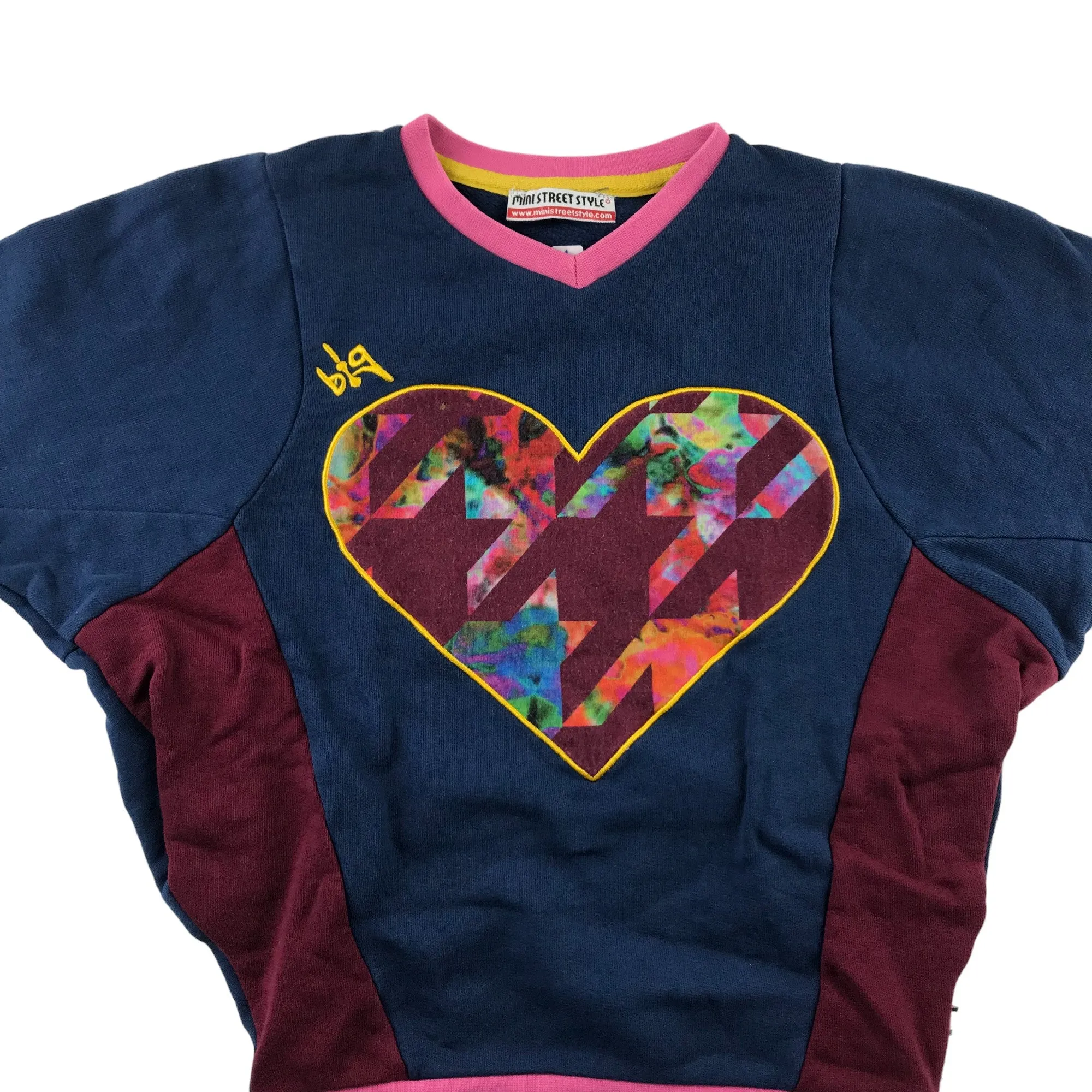 Mini Street Style sweater 4 years Navy love heart graphic design cotton