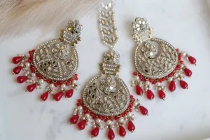 Mirrored Stylish Earring With Tikka