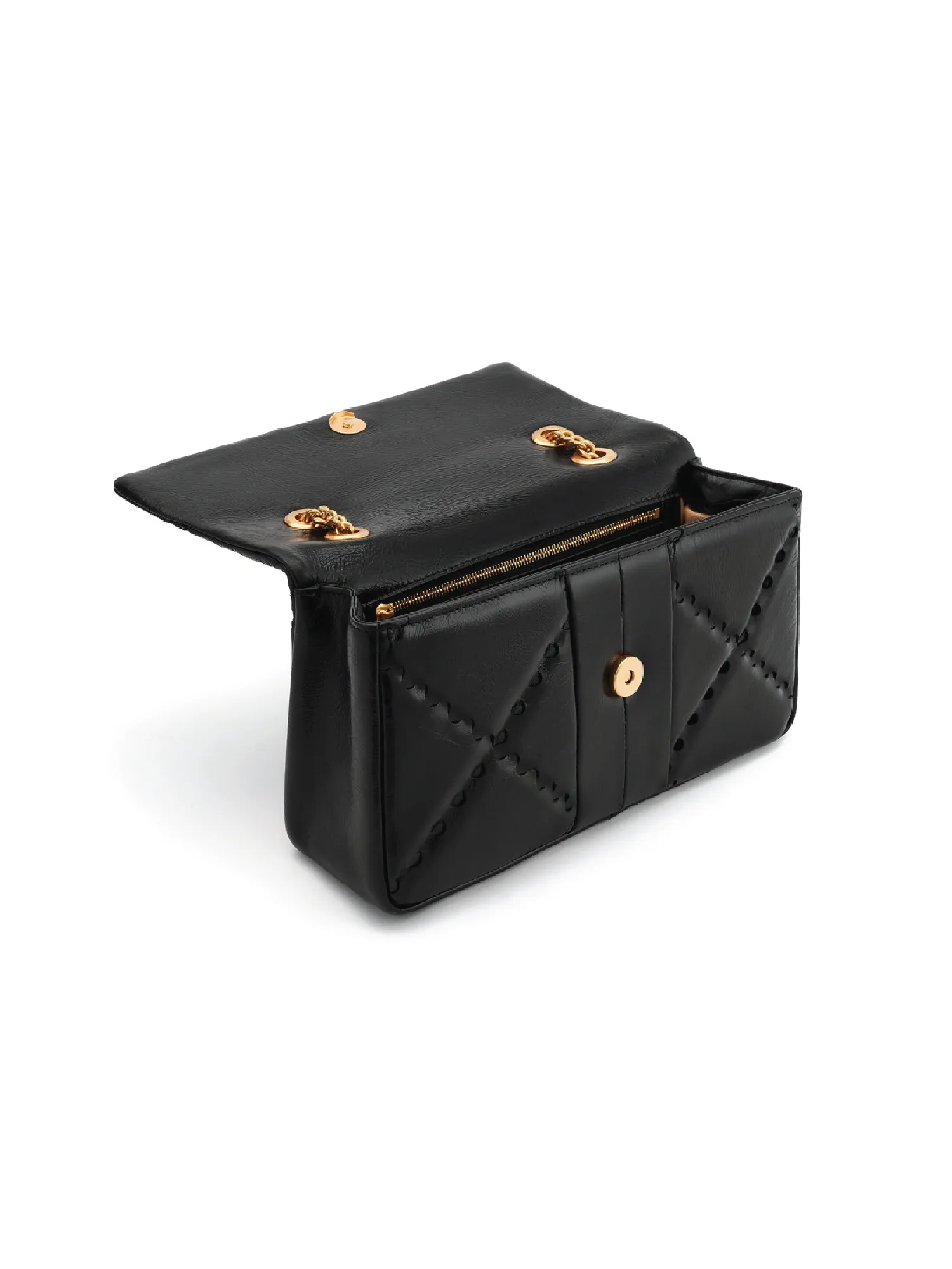 Mosaic Diamond Chain Bag - Black