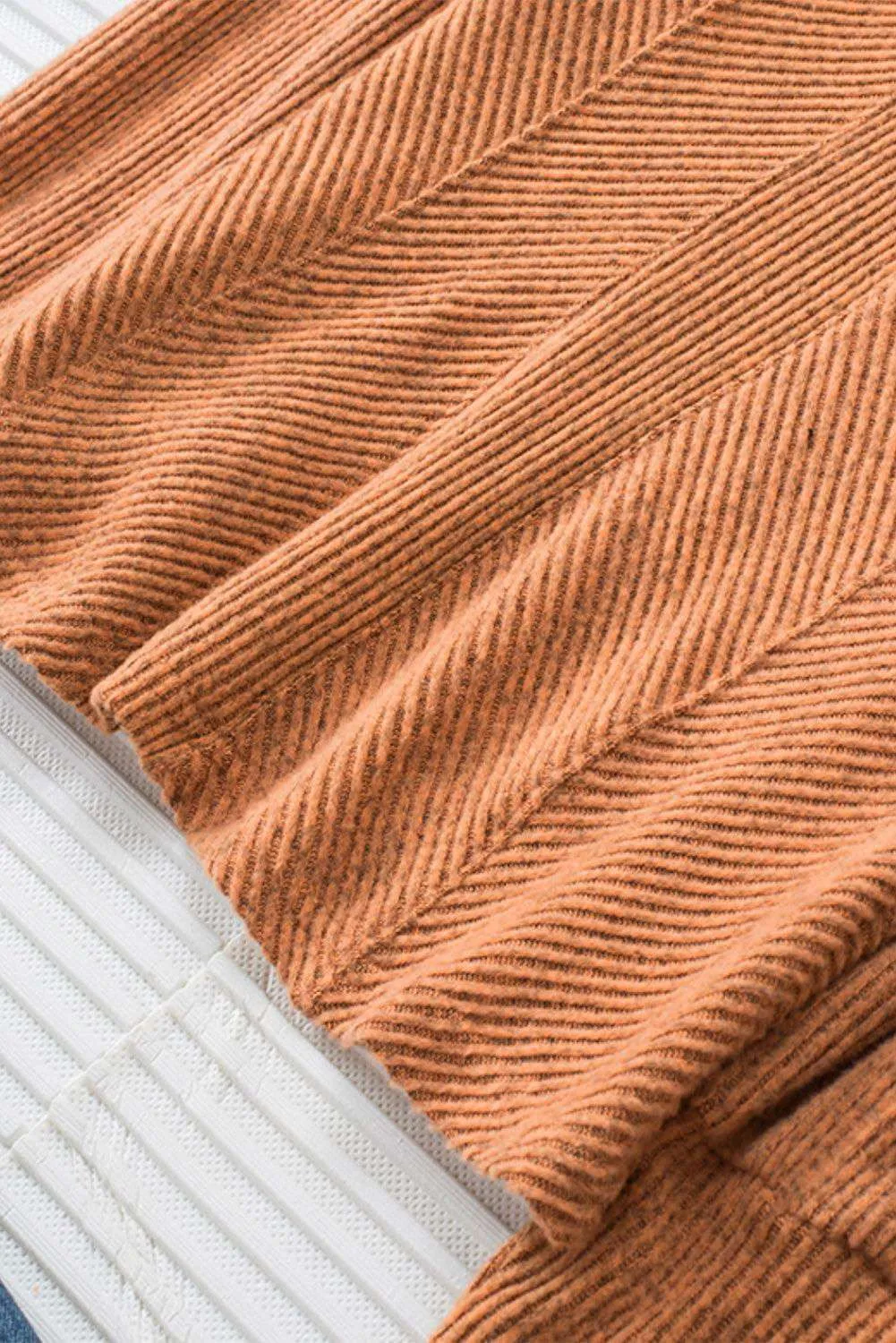 Neck Textured Top - Deep U Neck Stylish Long Sleeve Top