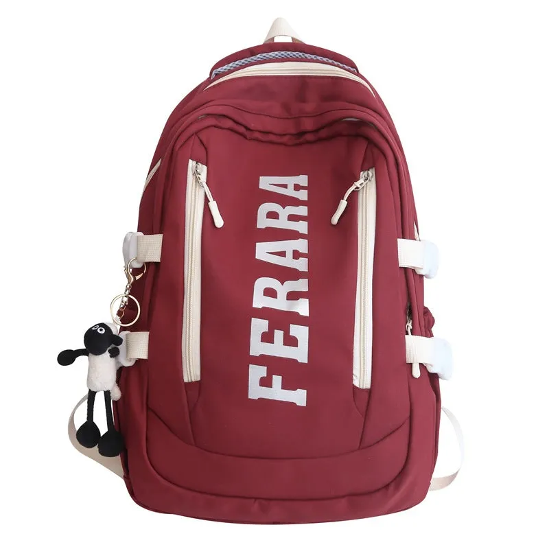 New Schoolbag Sports Style Large Capacity Backpack Korean Style Ins Trendy College Student Couple Casual Travel Bag