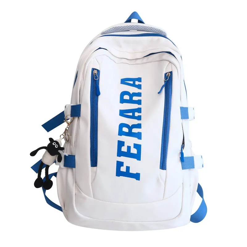 New Schoolbag Sports Style Large Capacity Backpack Korean Style Ins Trendy College Student Couple Casual Travel Bag