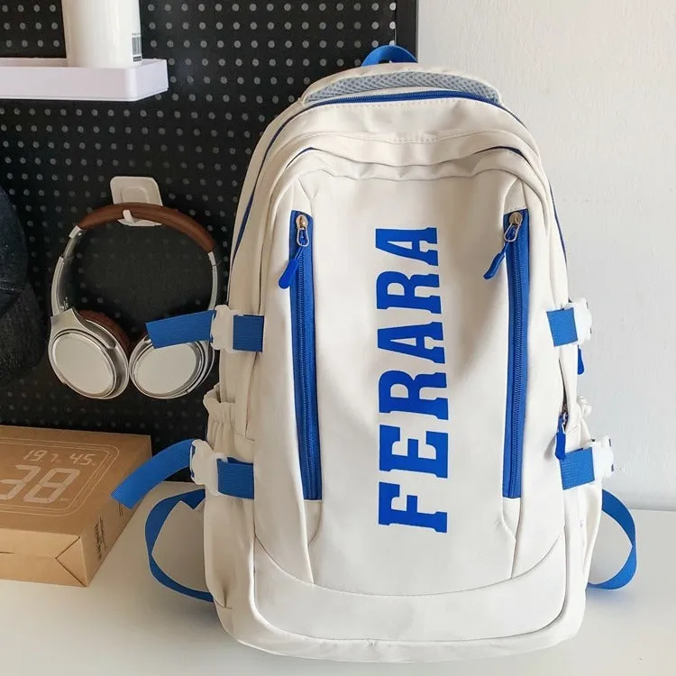New Schoolbag Sports Style Large Capacity Backpack Korean Style Ins Trendy College Student Couple Casual Travel Bag