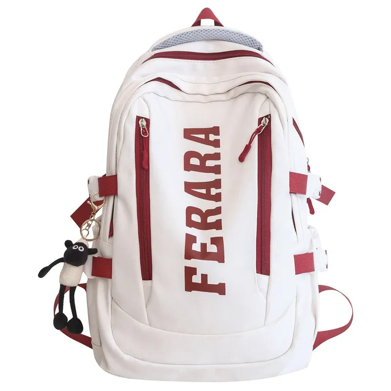 New Schoolbag Sports Style Large Capacity Backpack Korean Style Ins Trendy College Student Couple Casual Travel Bag