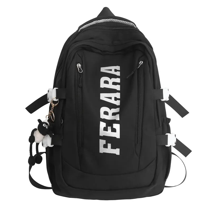 New Schoolbag Sports Style Large Capacity Backpack Korean Style Ins Trendy College Student Couple Casual Travel Bag