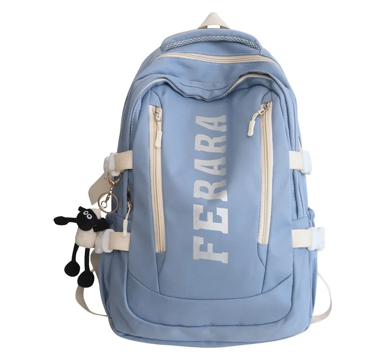 New Schoolbag Sports Style Large Capacity Backpack Korean Style Ins Trendy College Student Couple Casual Travel Bag