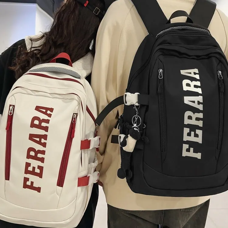 New Schoolbag Sports Style Large Capacity Backpack Korean Style Ins Trendy College Student Couple Casual Travel Bag