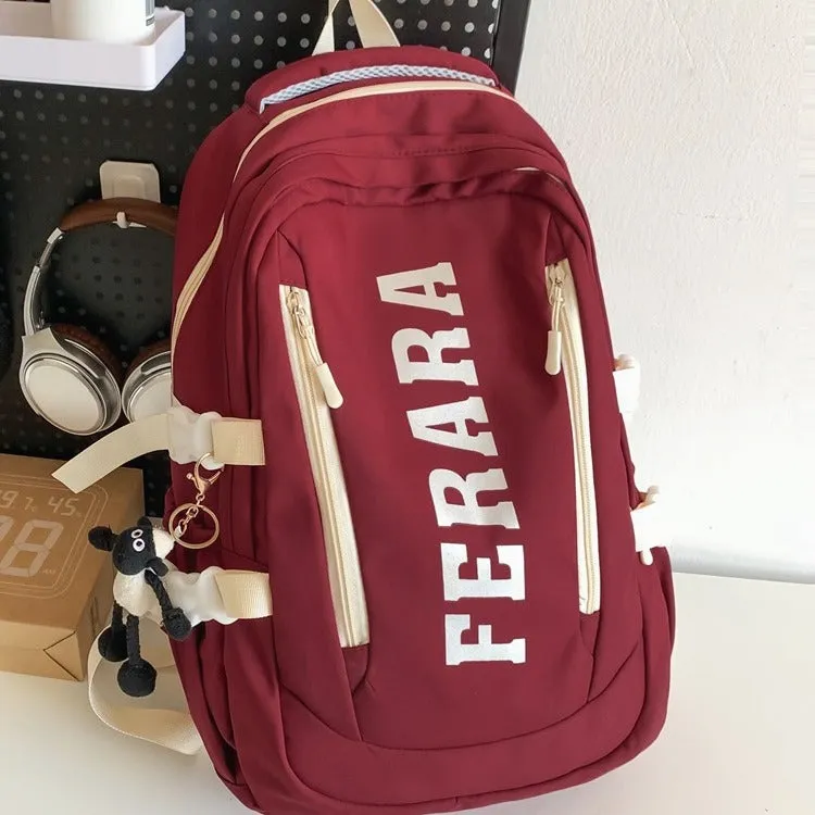 New Schoolbag Sports Style Large Capacity Backpack Korean Style Ins Trendy College Student Couple Casual Travel Bag