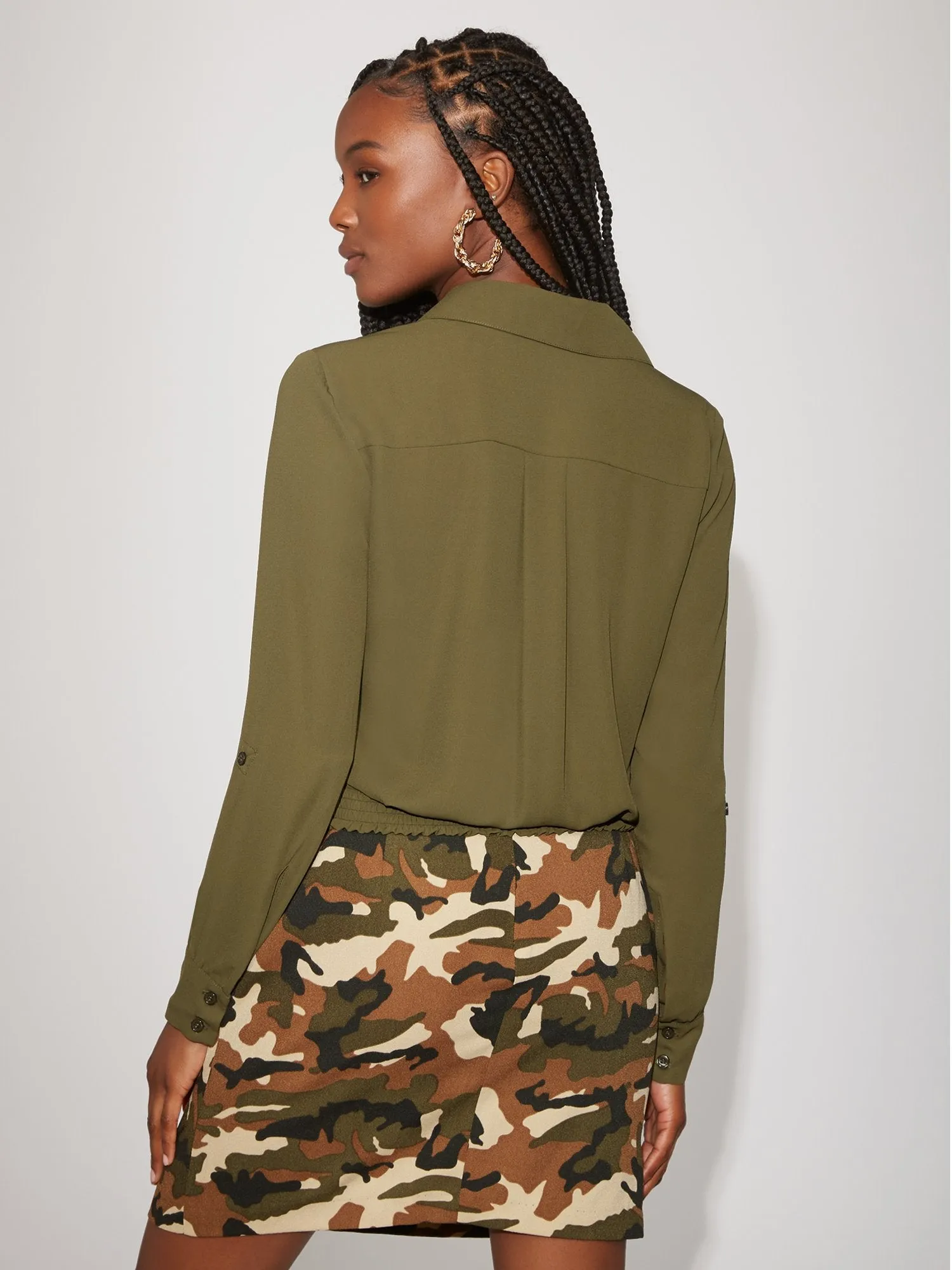Olive Wrap Blouse