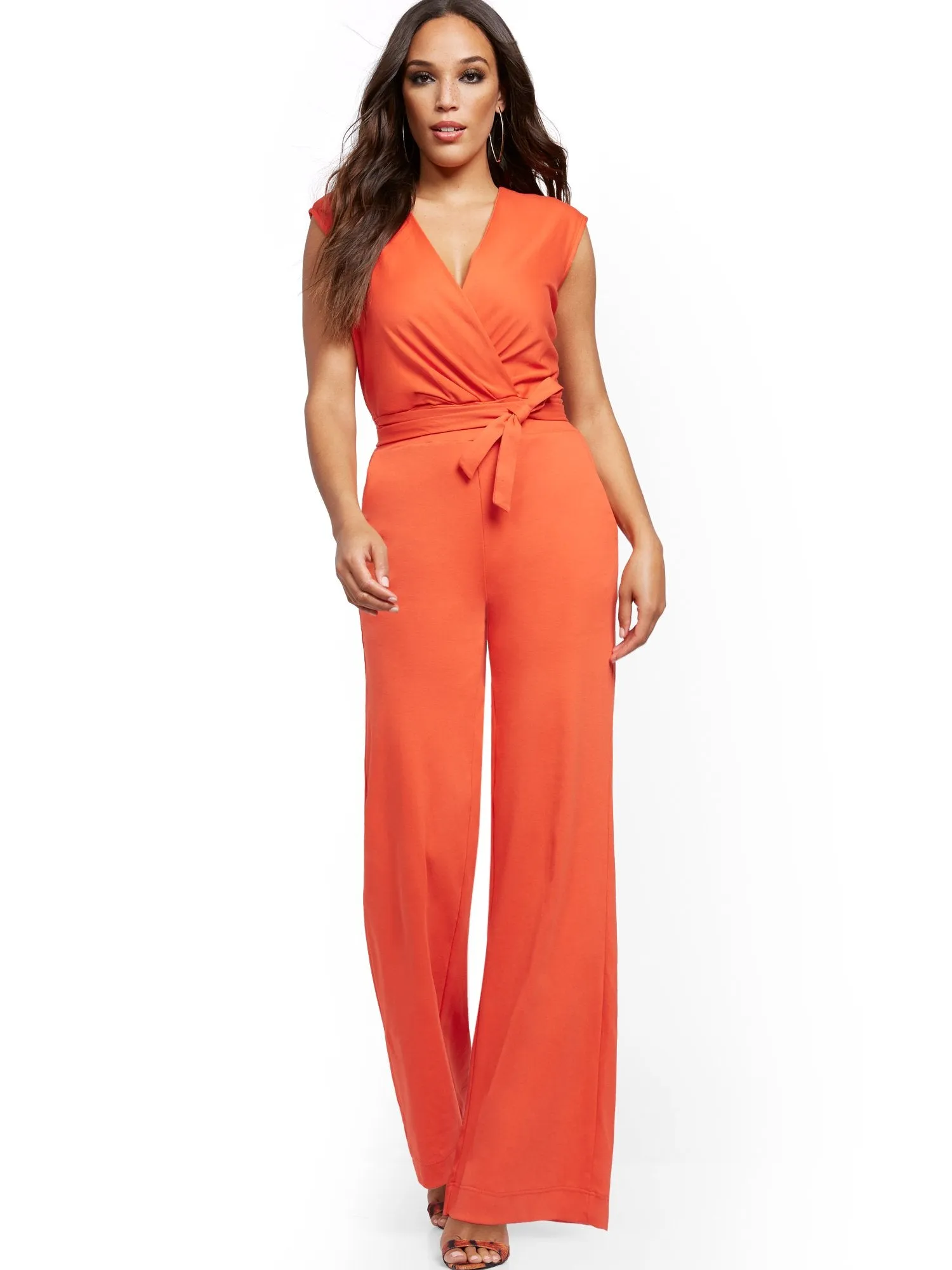 Orange Wrap Jumpsuit