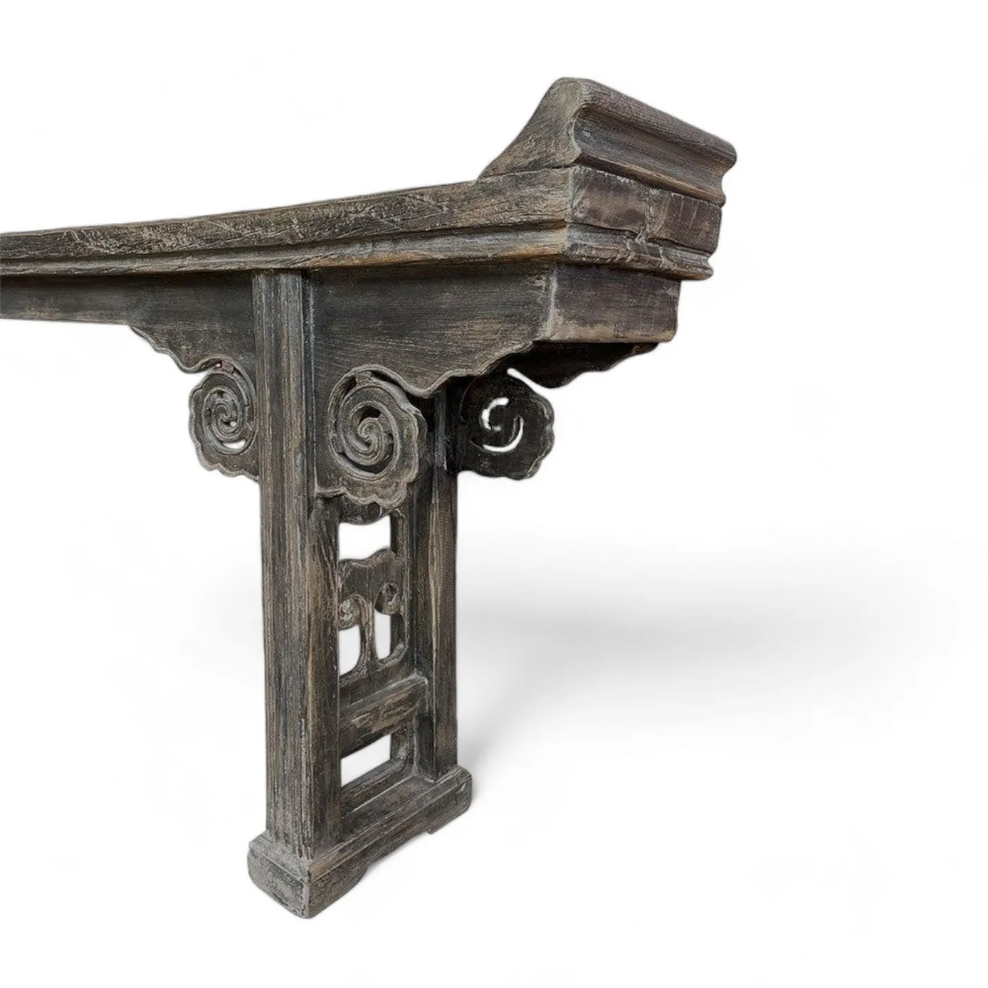 Ornate Black Oriental Antique Console Table (A) Distressed