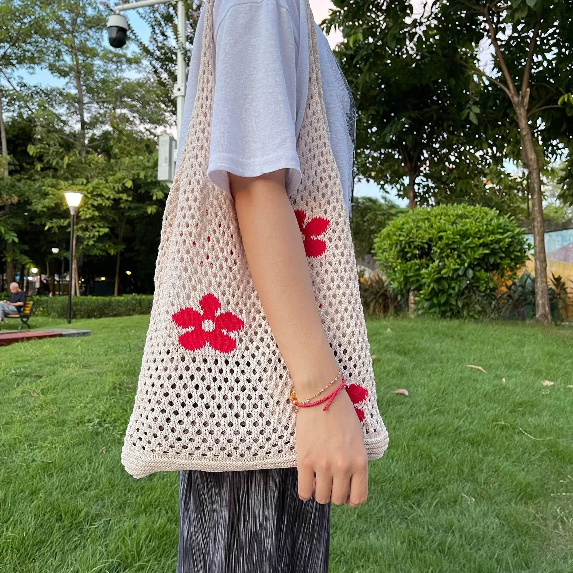 Paziye Floral Pattern Crochet Tote Bag