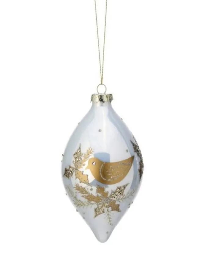 Pearl & Gold Dove Glass Ornament