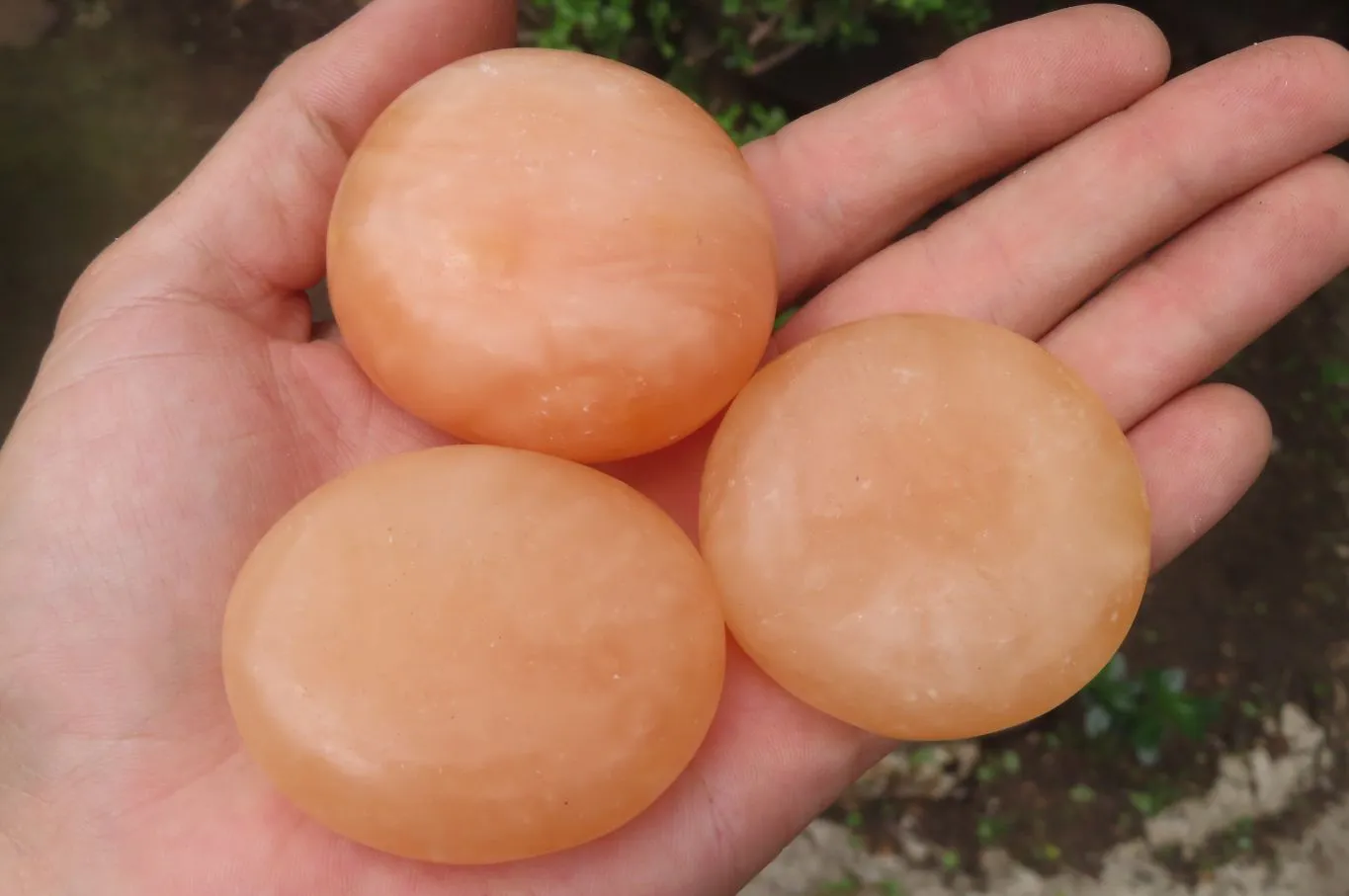 Polished Orange Twist Calcite Palm Stones x 20 From Madagascar
