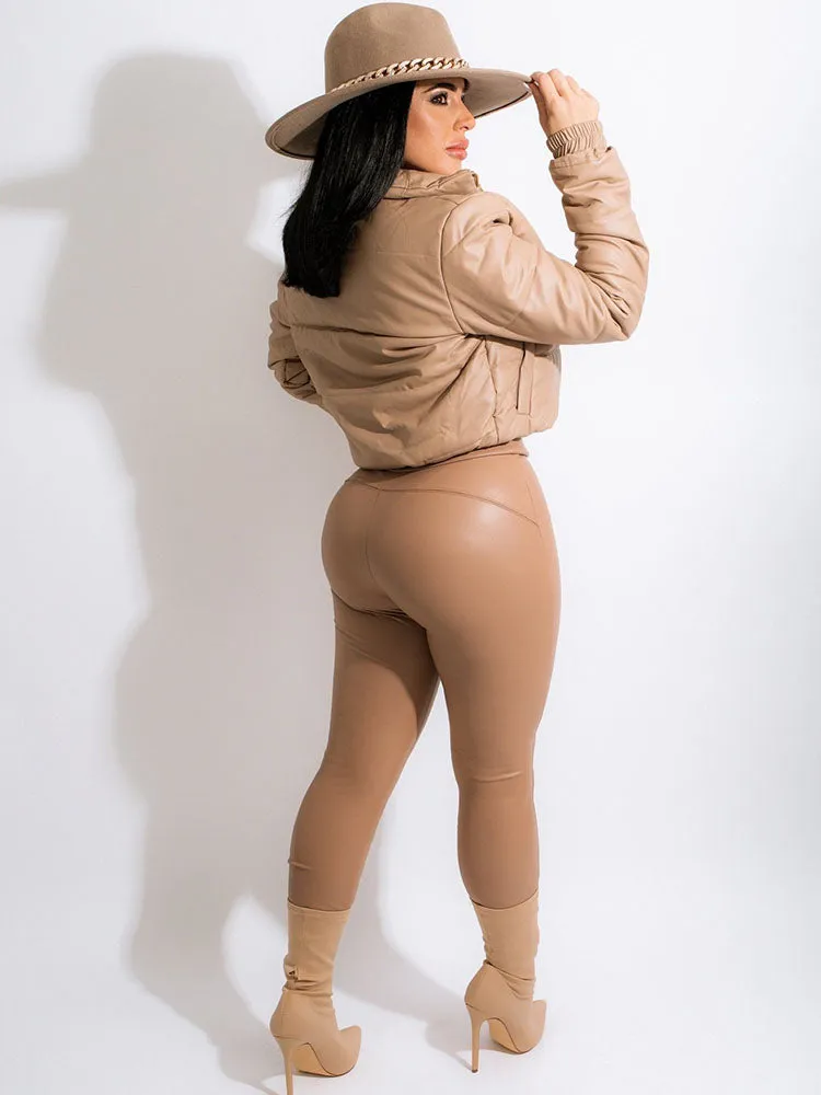 PU Zipper Graceful Up Pants