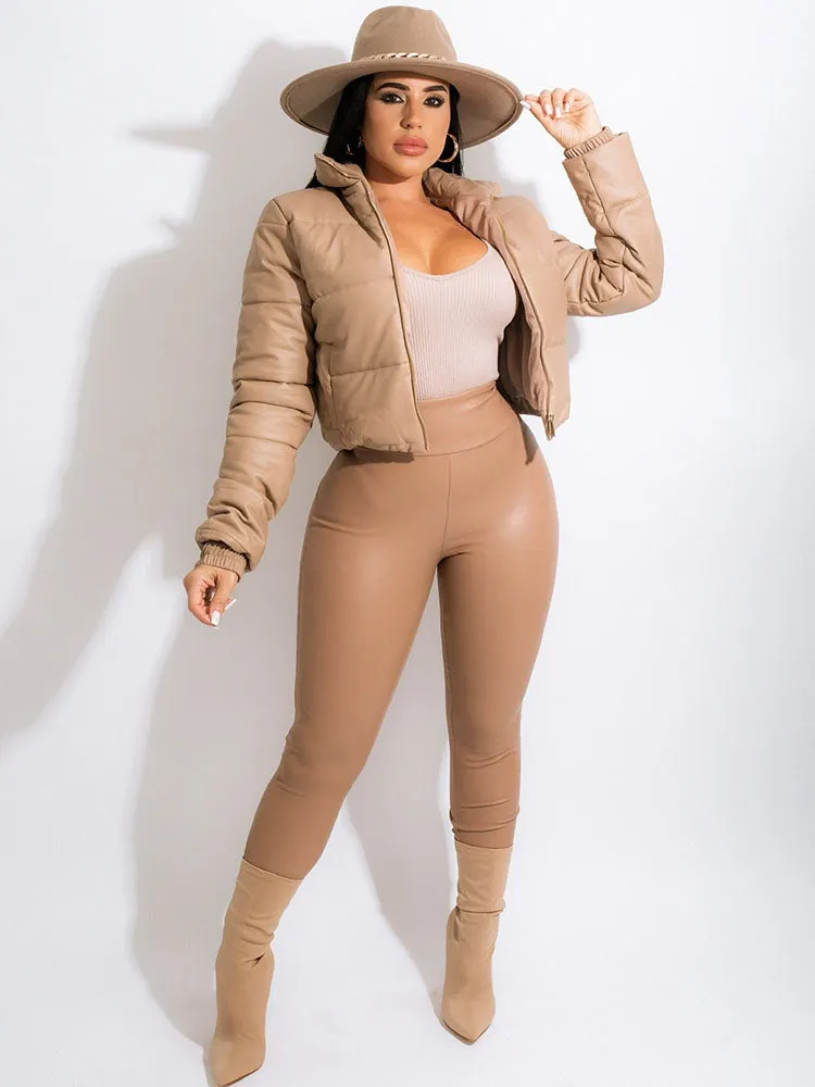 PU Zipper Graceful Up Pants