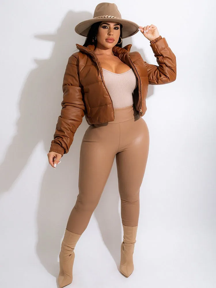 PU Zipper Graceful Up Pants