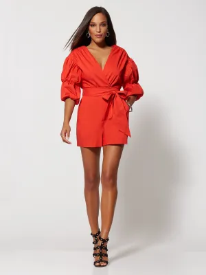Puffed-Sleeve Romper