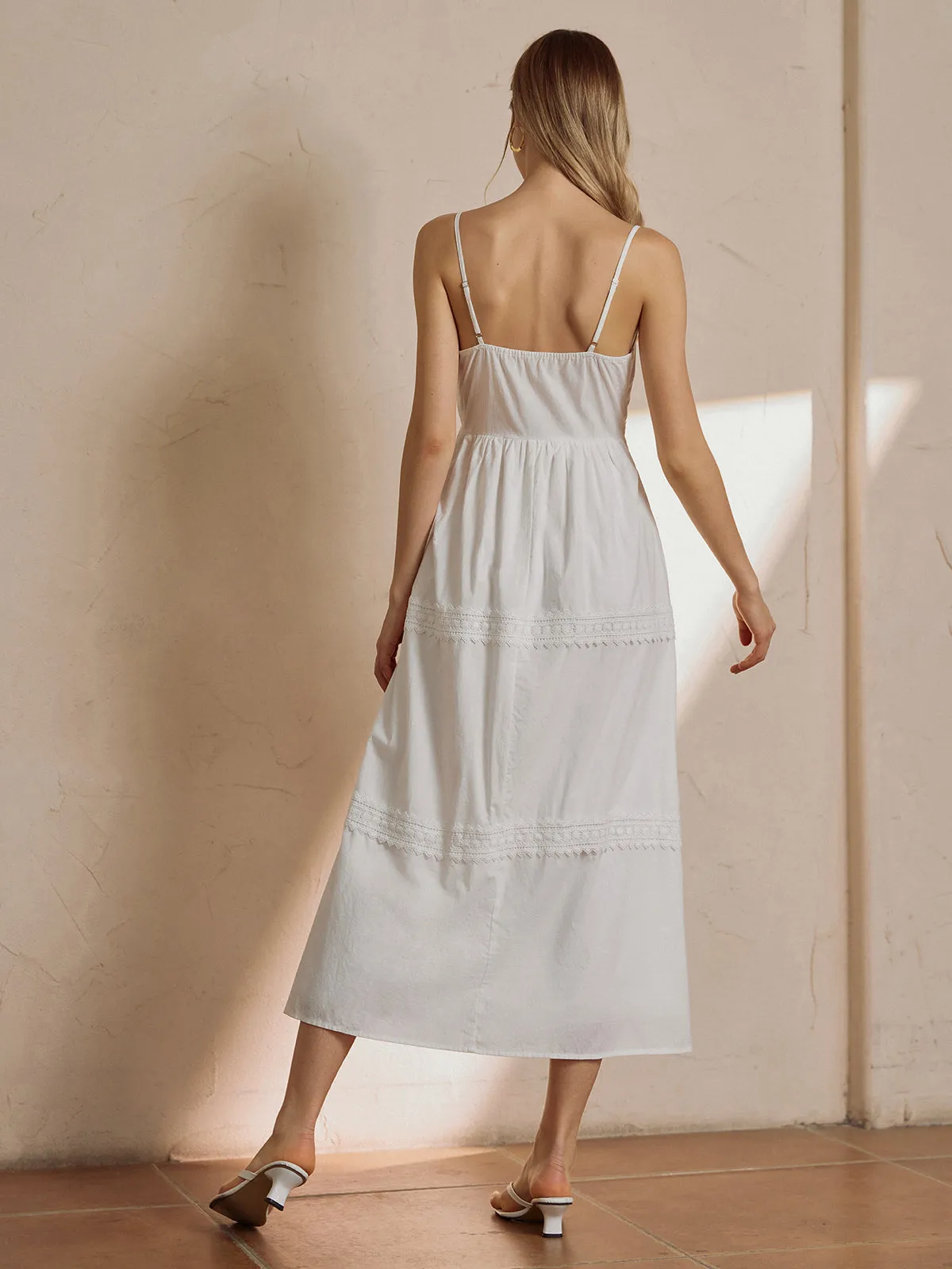 Pure Cotton Graceful Drawstring Long Dress