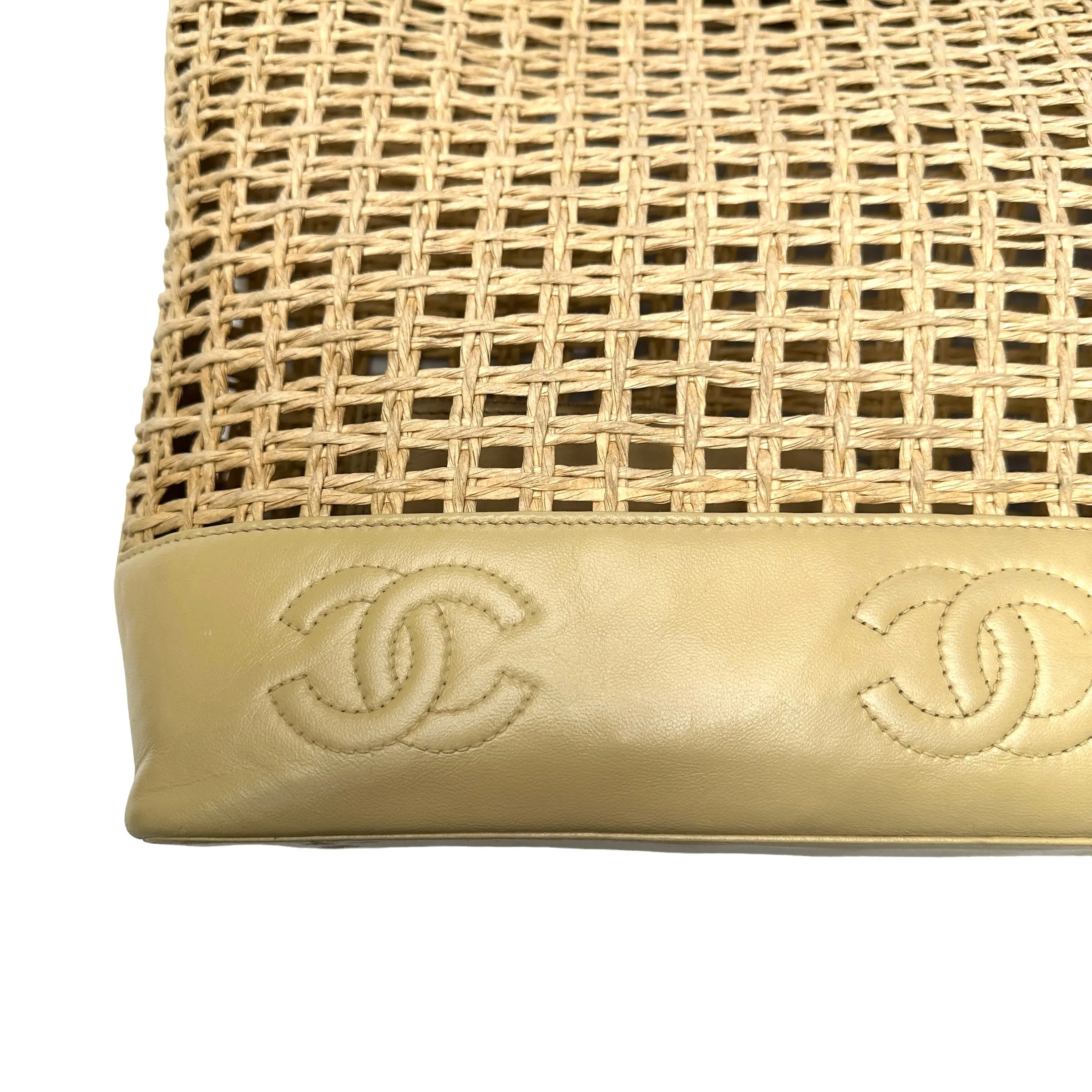 Raffia & Cream Leather Tote